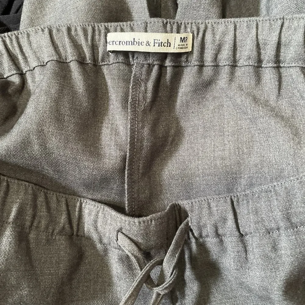 Abercrombie & Fitch Gray Drawstring Wide Leg Pants Medium R Casual Officewear